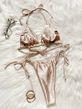 Riona Shiny Embossed Brazilian Bikini Set
